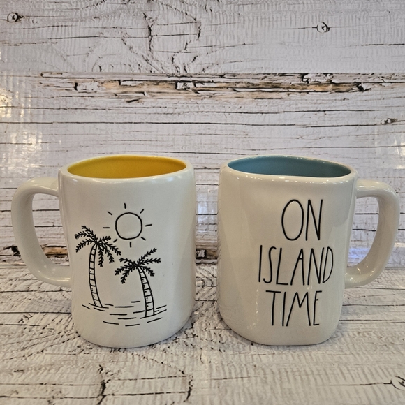 Rae Dunn Beach Mug Set (2pc) "On Island Time & LA" - Picture 2 of 2
